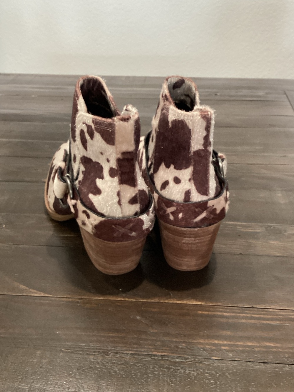 Very G Cow Print Ankle Booties in Brown & White - Picture 3 of 6